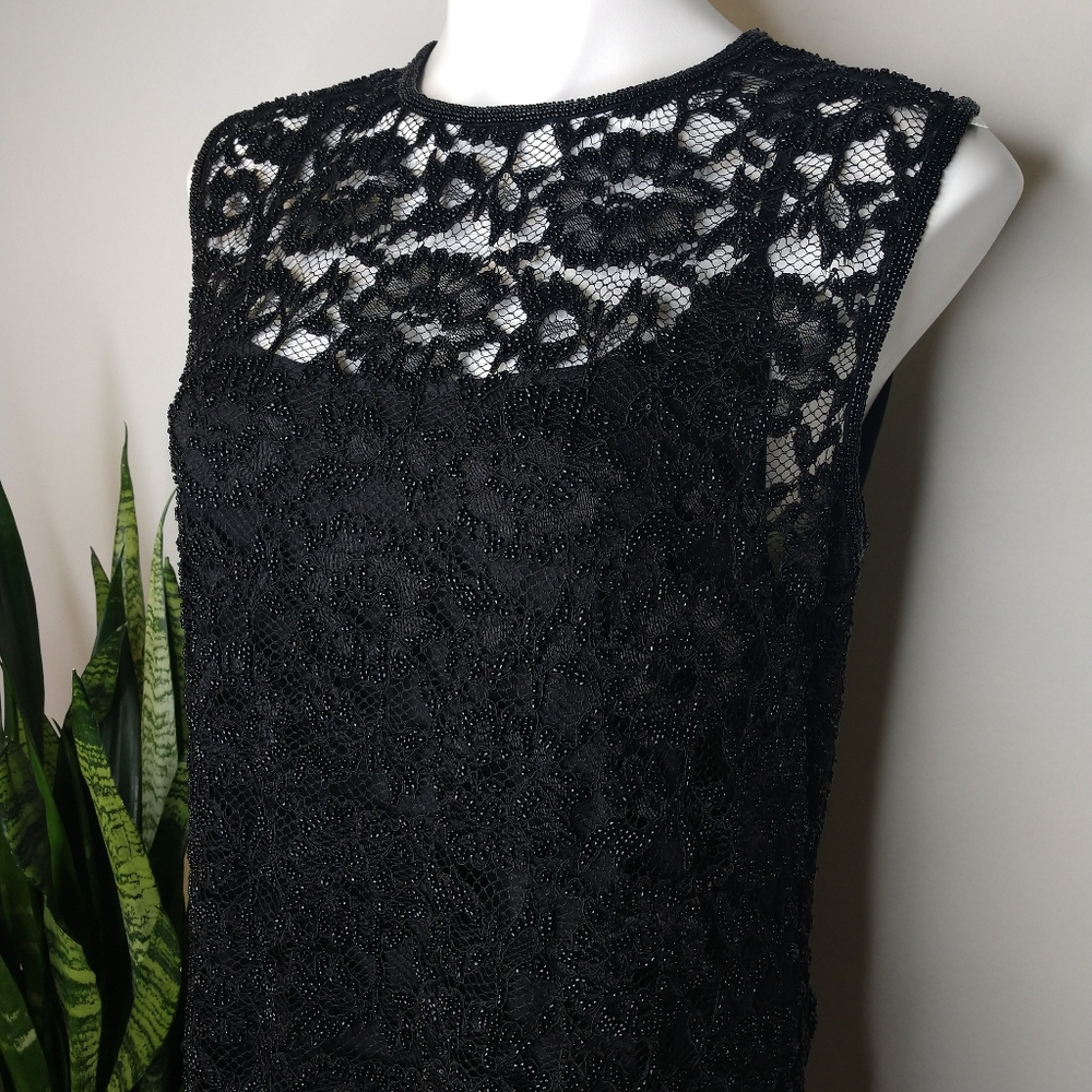 LRL black beaded blouse tank top size XL